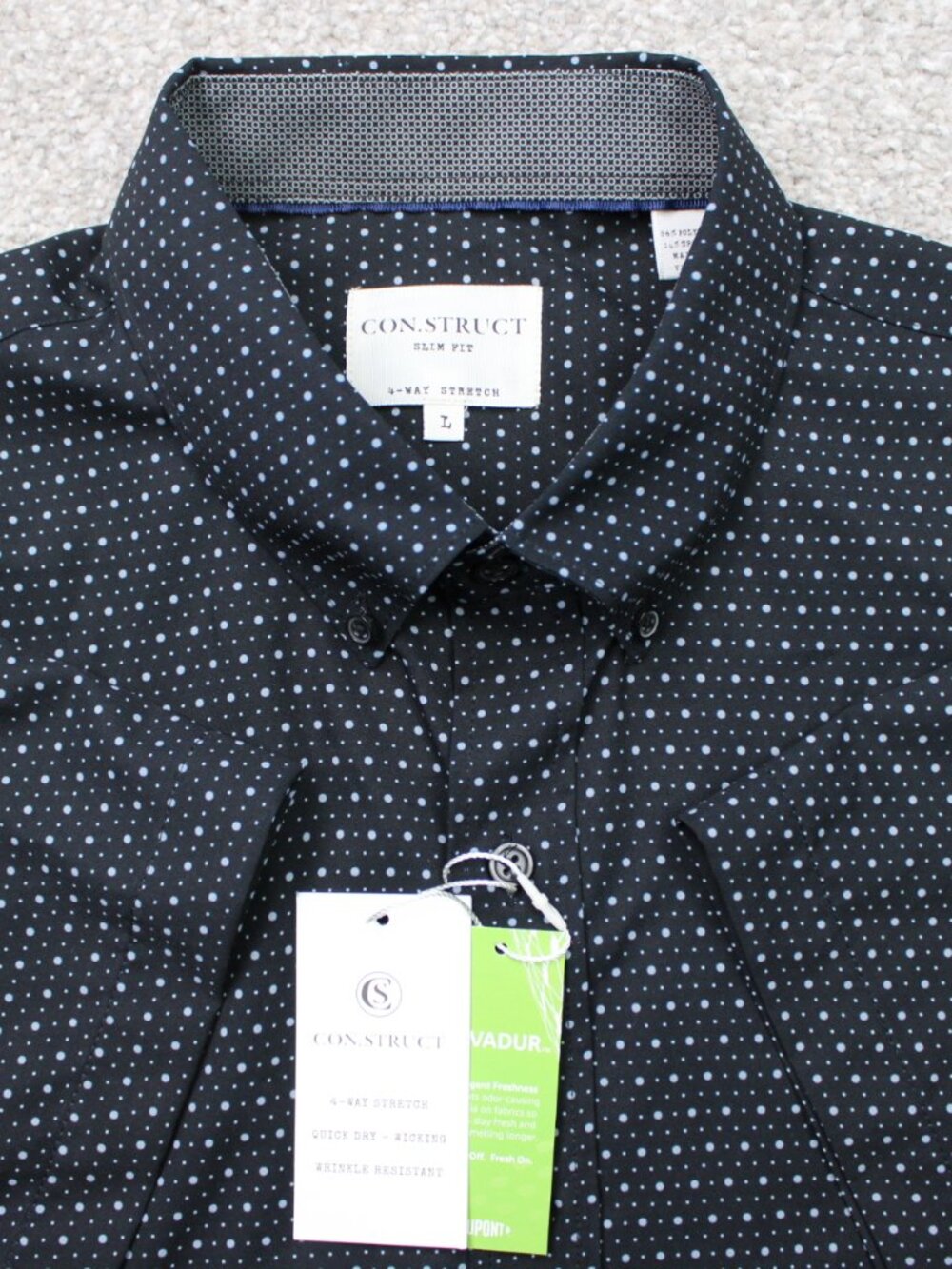 Construct Shirt NWT Mens Large Blue Slim Fit 4 Way Stretch Wrinkle Resistant S/S